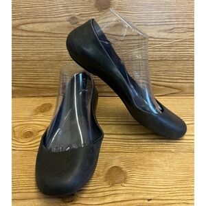Okabashi‎ Womens Black Ballet Flats Rubber Slip On Shoes Size 8